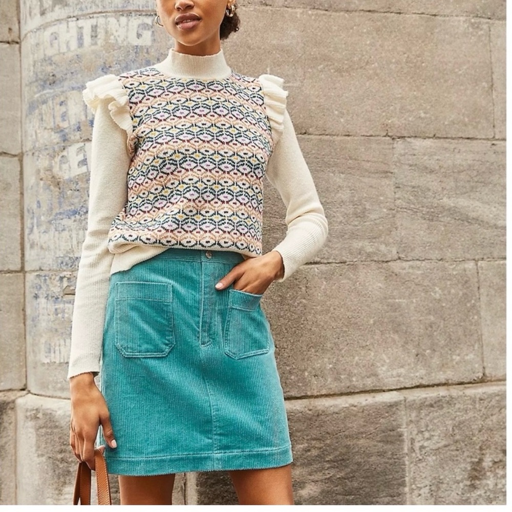 Teal Corduroy Skirt